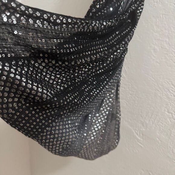 Silver Metallic Sequin Infinity Scarf - Picture 4 of 7